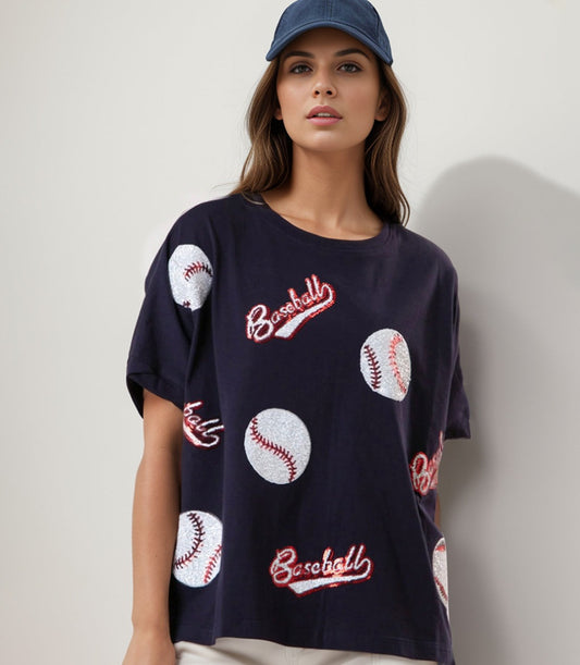 Baseball Sequin Top