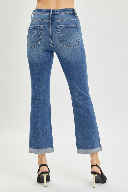 Teagan Button Fly Cropped Bootcut Jeans | Risen