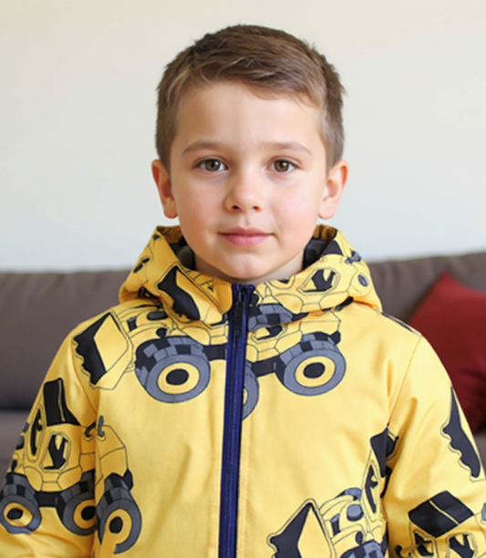 Cartoon Excavator Lightweight Hooded Jacket | Kid's