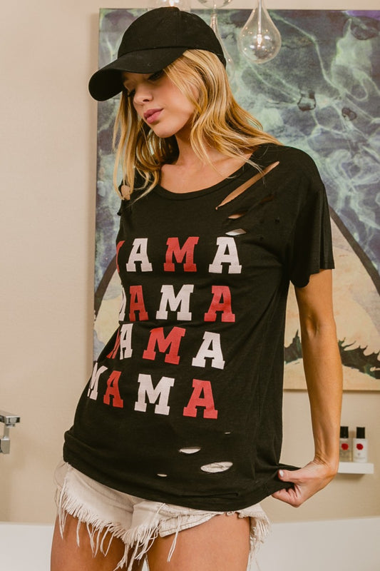 Mama Graphic Distressed Tee