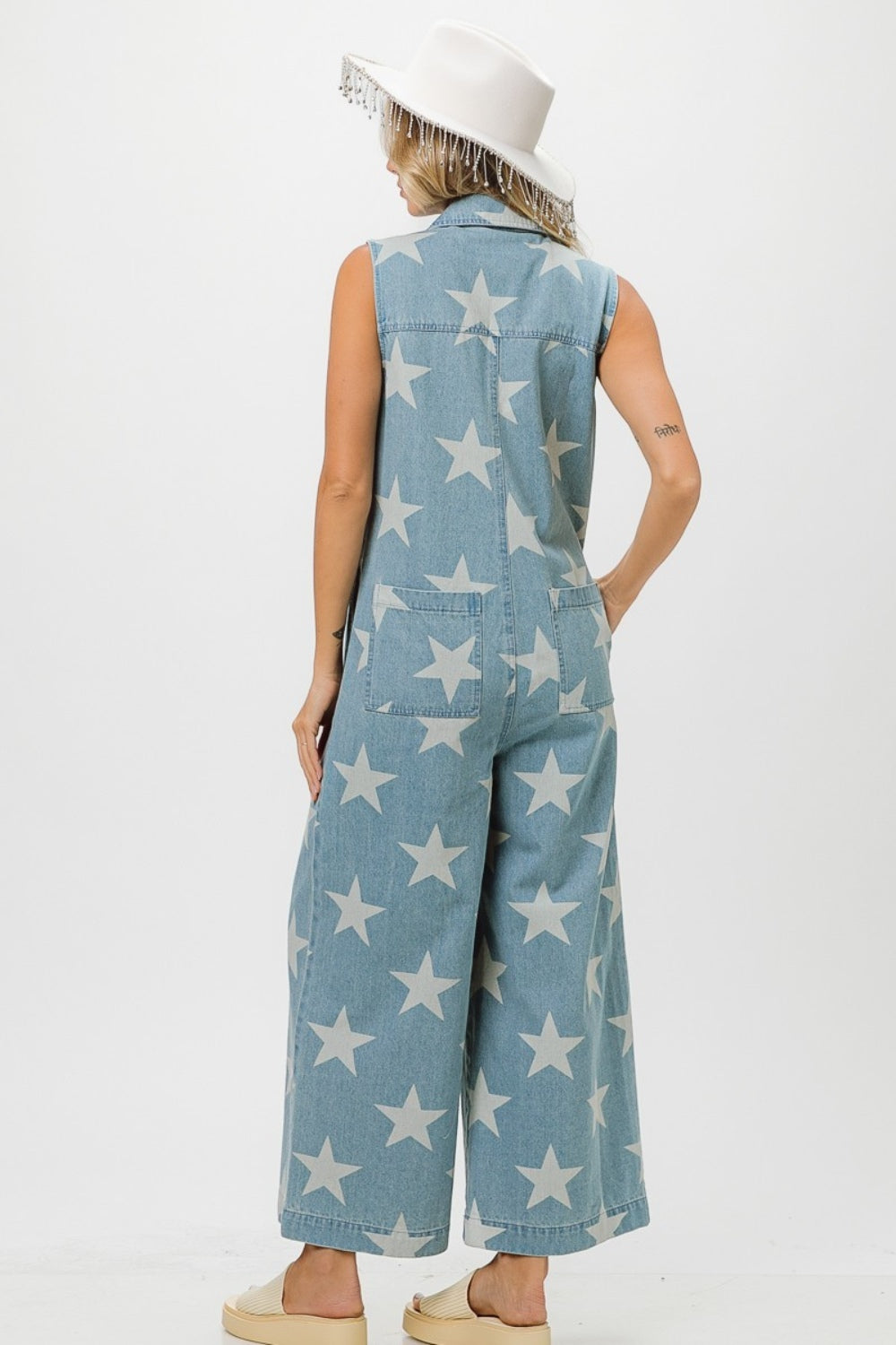 Star Gazer Sleeveless Denim Jumpsuit