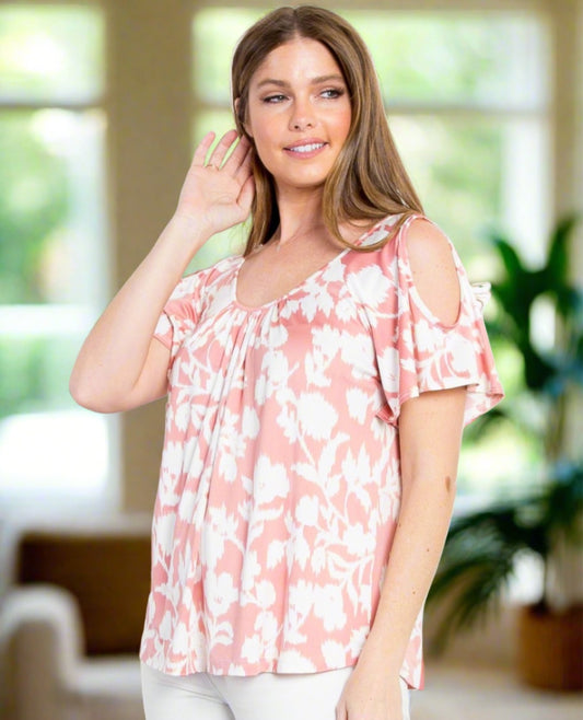 Floral Cold Shoulder Top