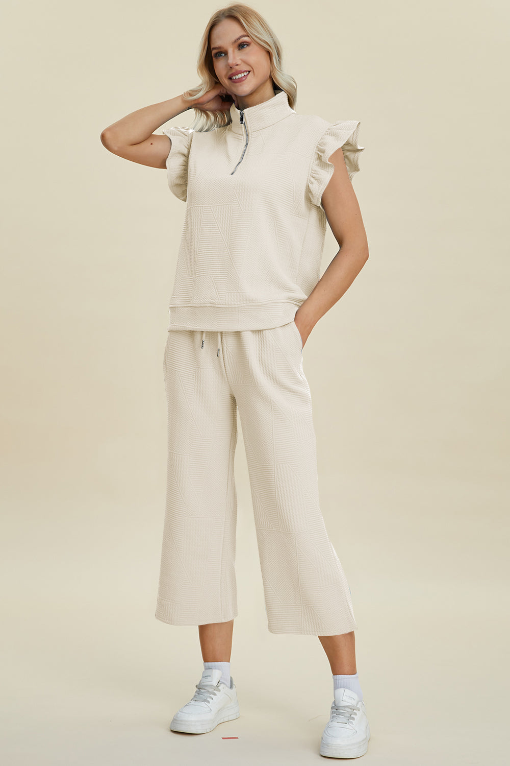 Azaria Ruffle Short Sleeve Top & Wide Leg Pants Set | Multiple Colors