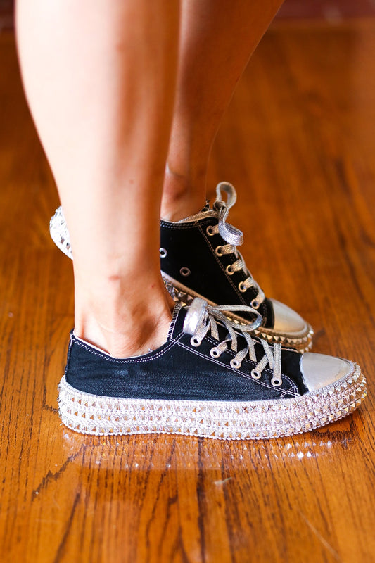Get Their Attention Studded Canvas Sneakers