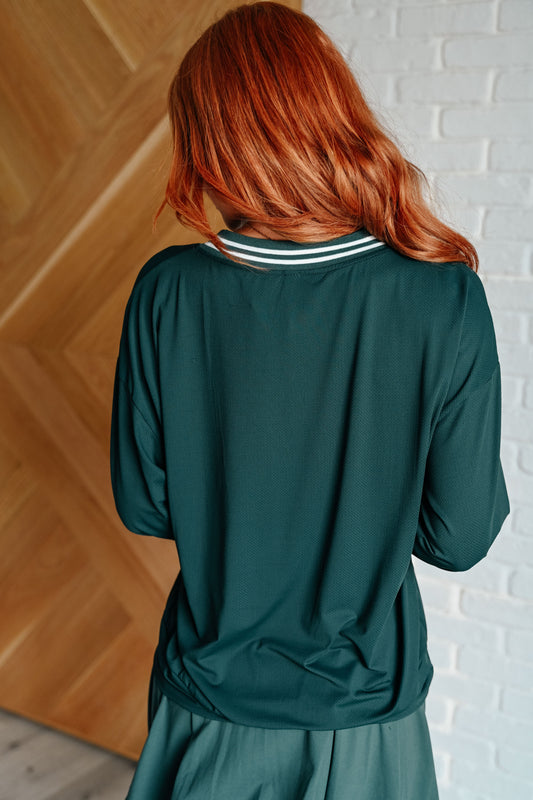 All Out Comfort V-Neck Pullover | Midnight Green