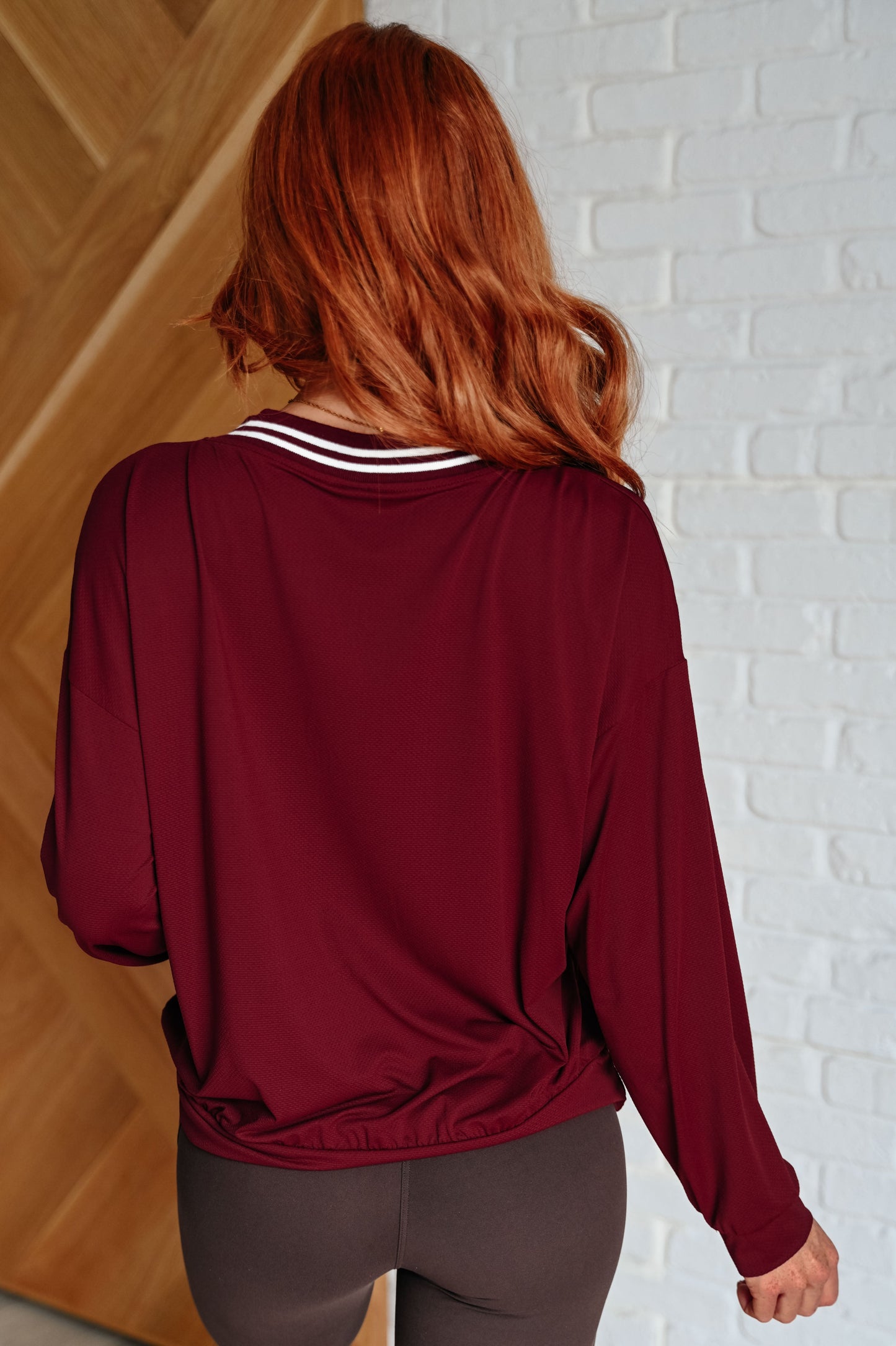 All Out Comfort V-Neck Pullover | Red Merlot