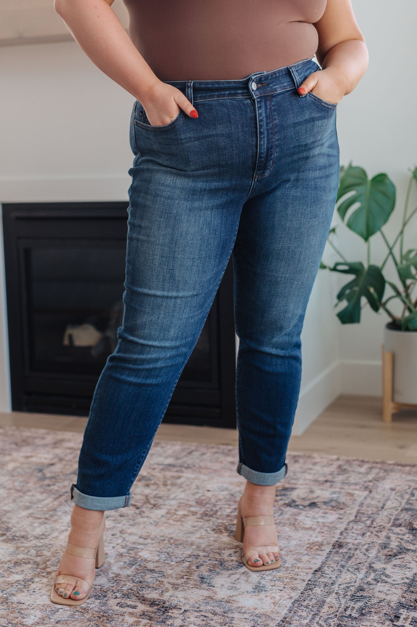 Amber Cuffed Slim Fit Jeans | Judy Blue