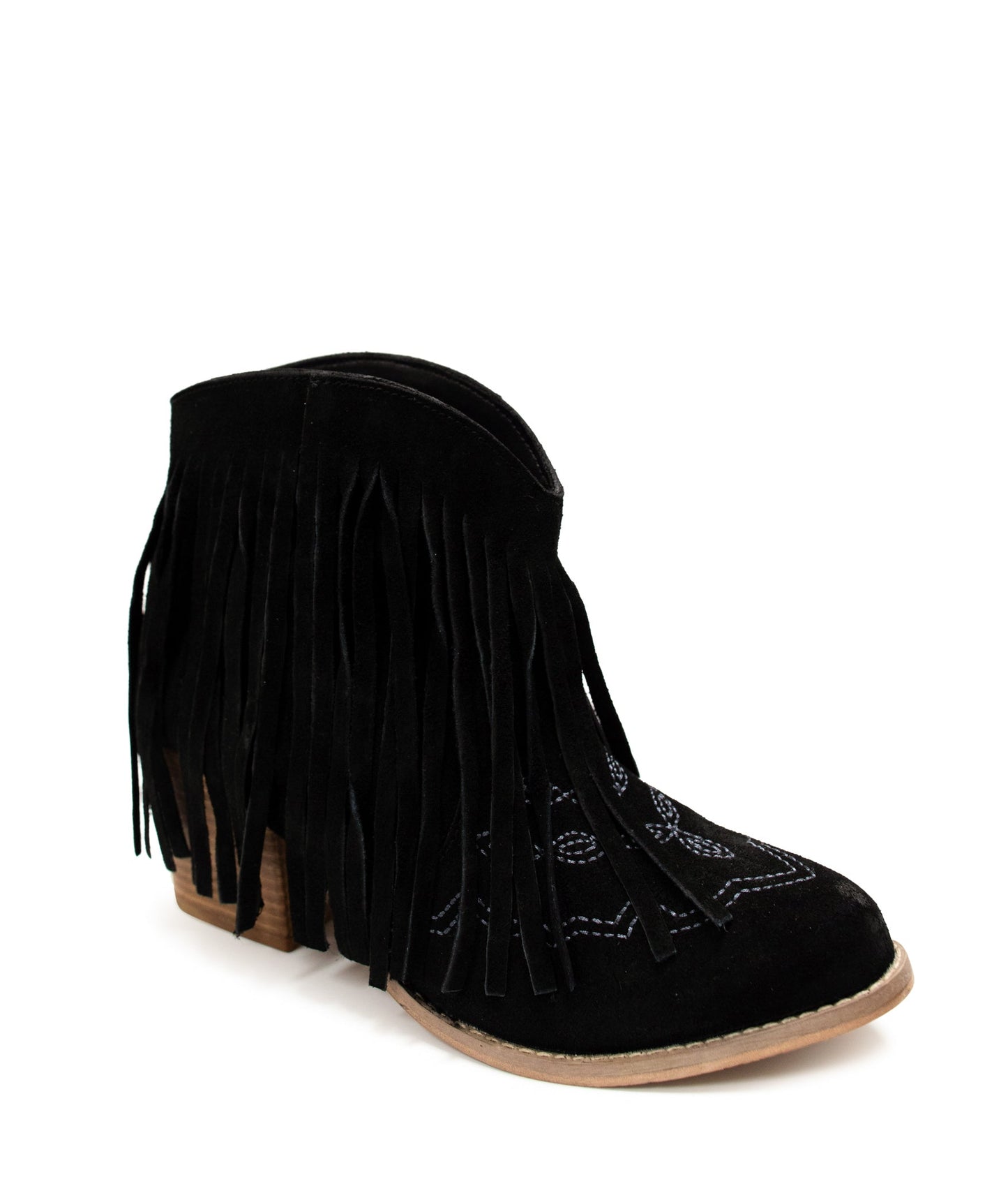 Amos Fringe Ankle Booties | Black Suede