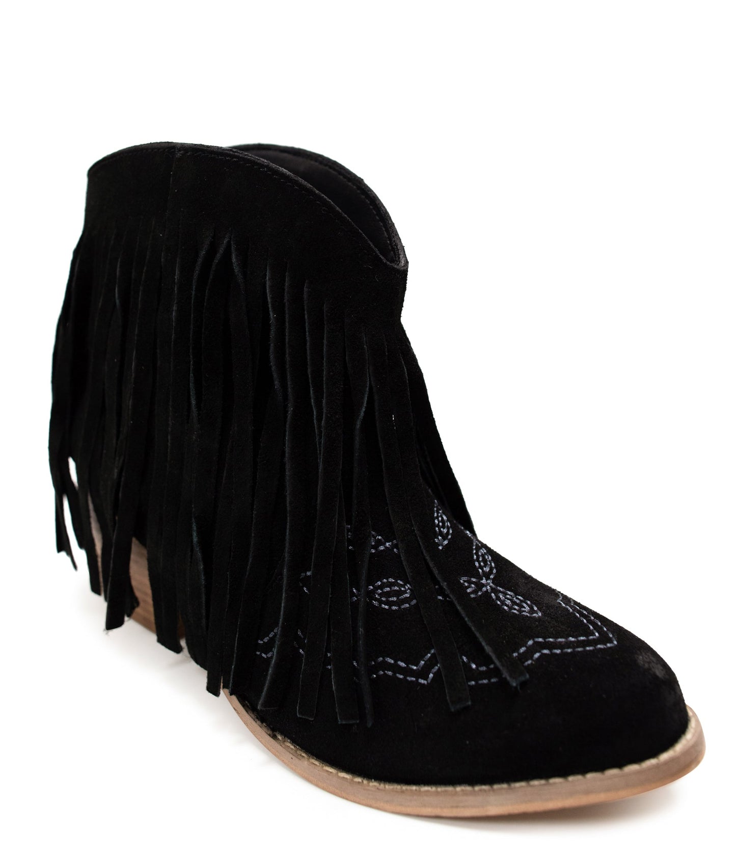 Amos Fringe Ankle Booties | Black Suede