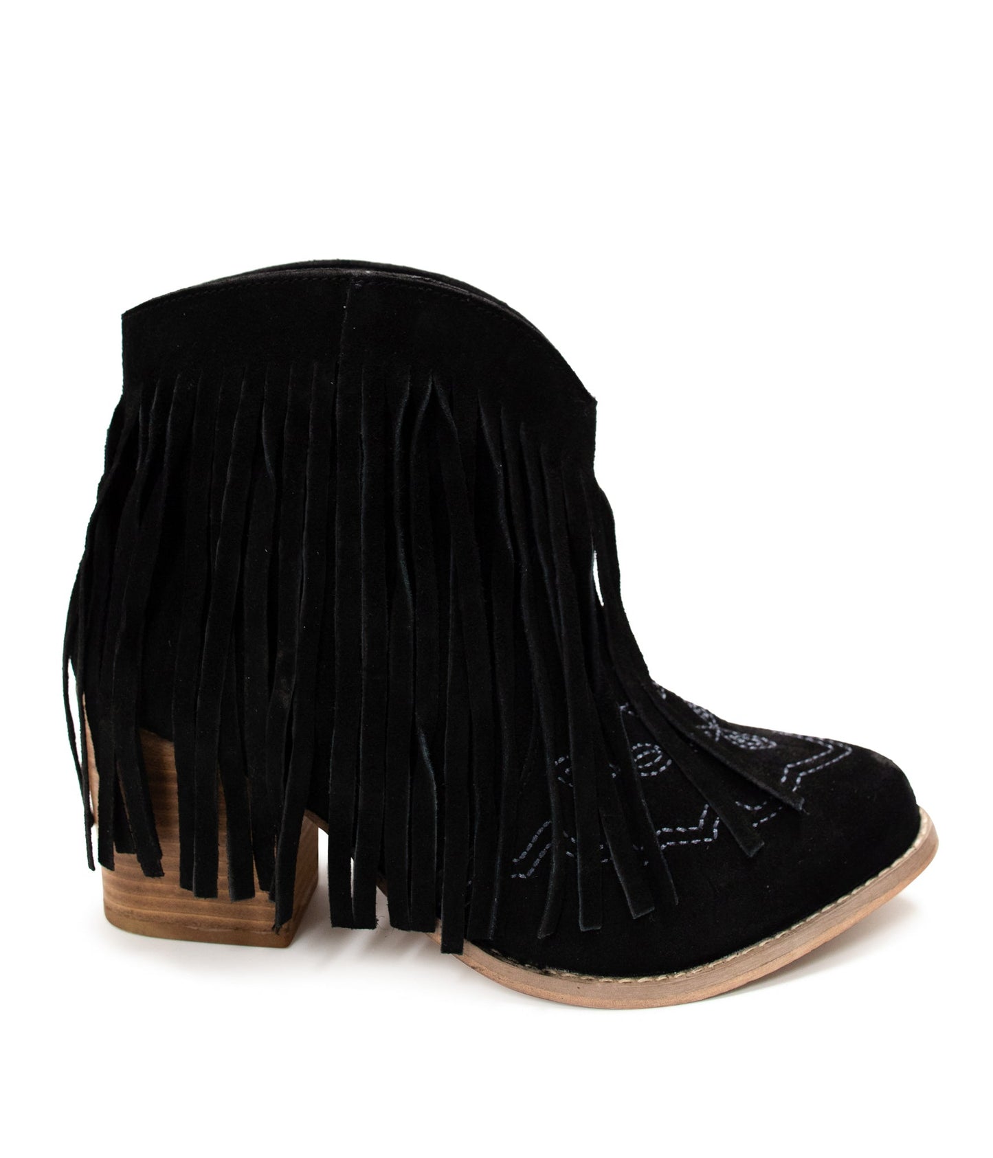 Amos Fringe Ankle Booties | Black Suede