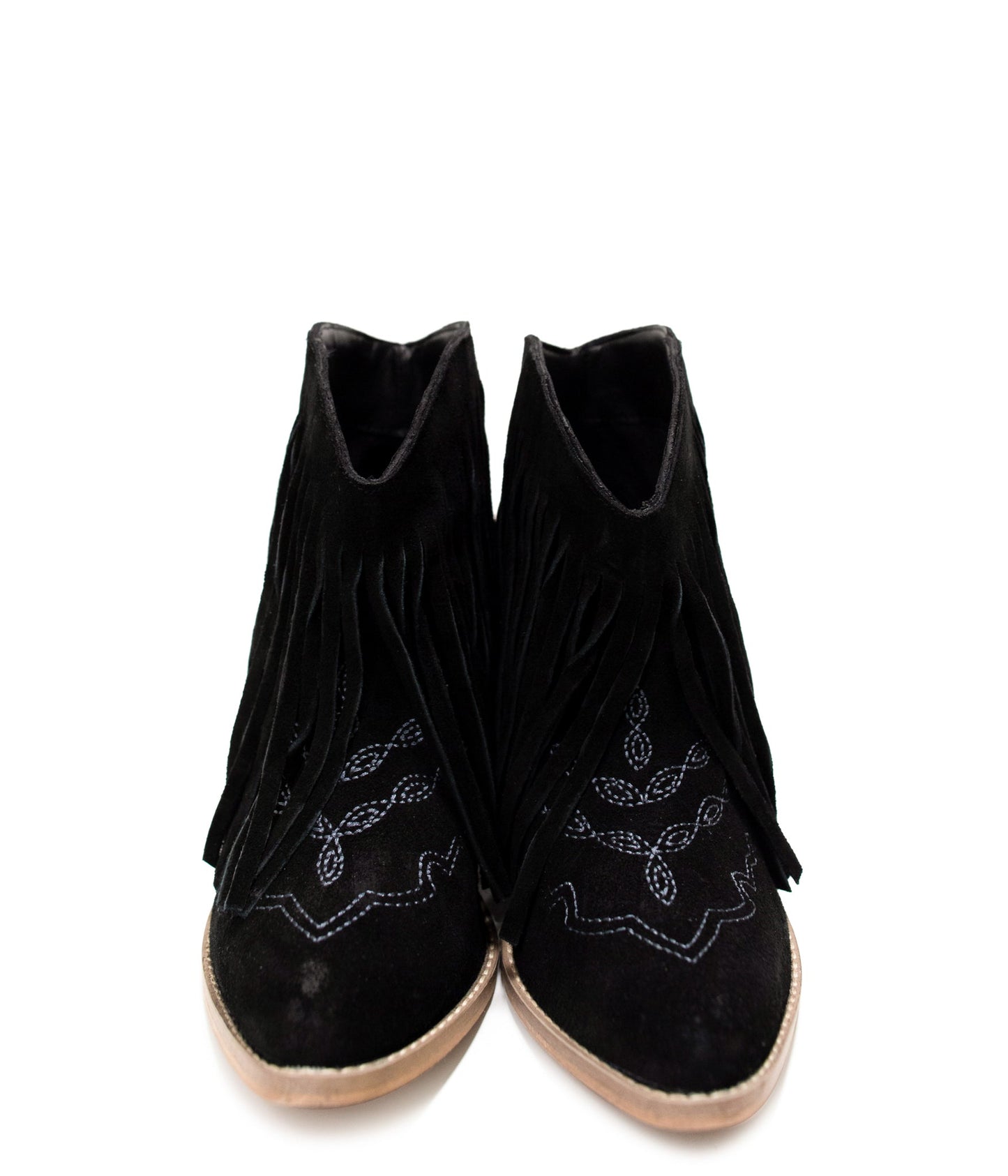 Amos Fringe Ankle Booties | Black Suede