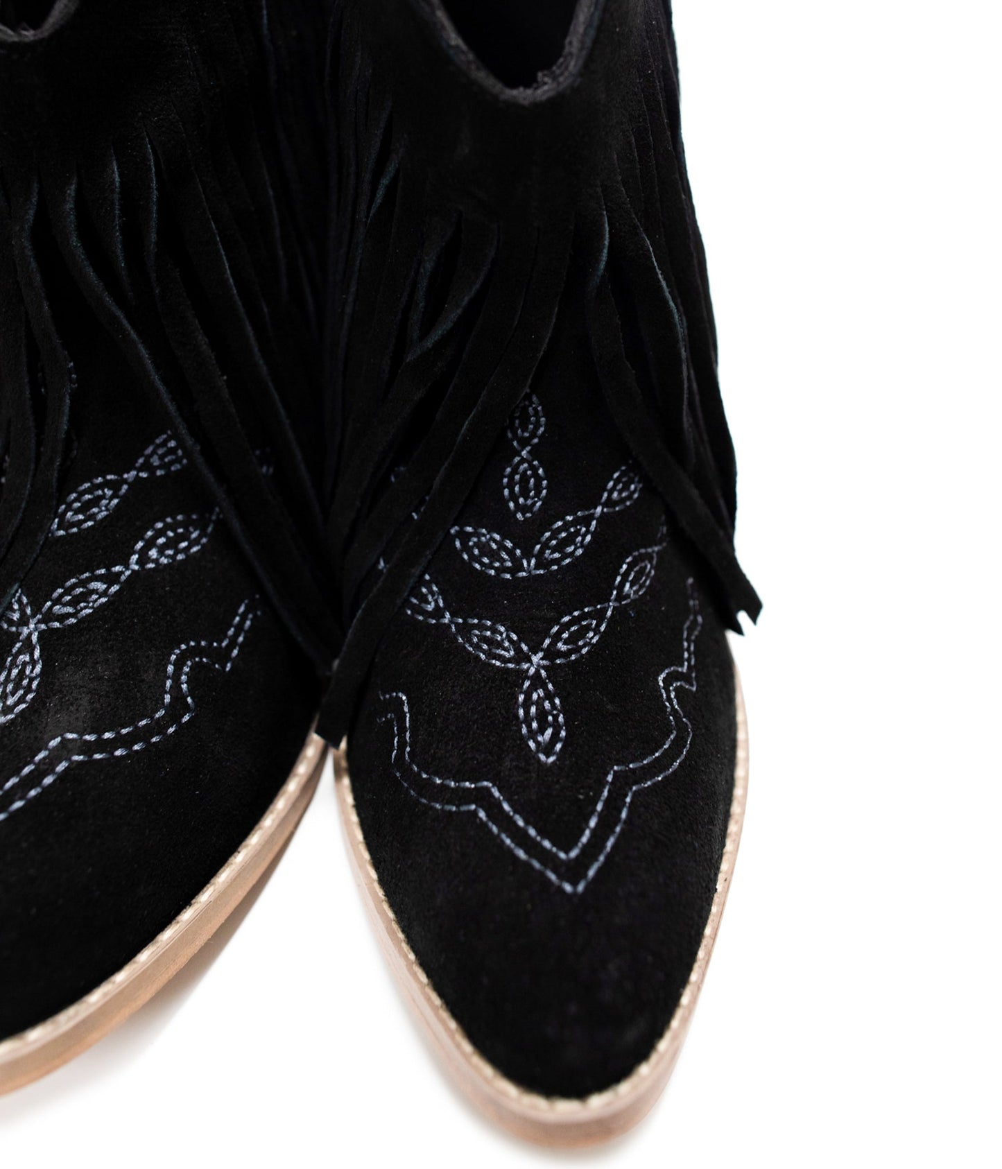 Amos Fringe Ankle Booties | Black Suede