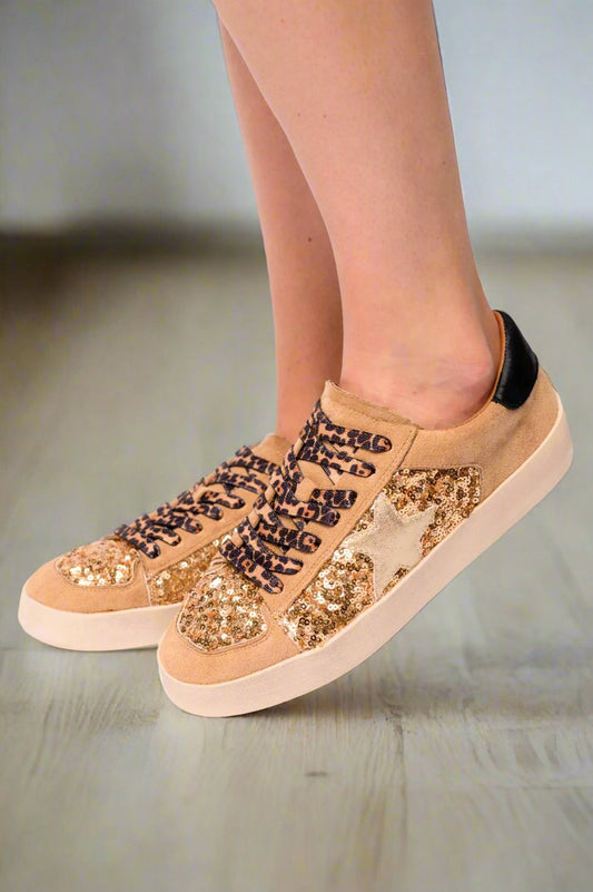 Another Round Sneakers | Gold Sequins