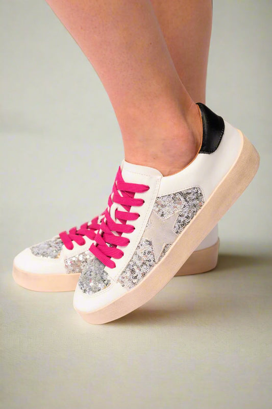 Another Round Sneakers | Silver Sequins