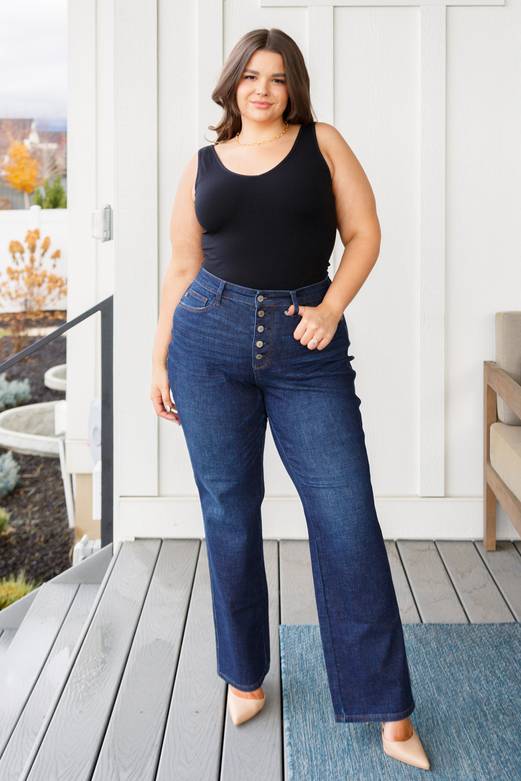 Arlo High-Rise Button-Fly Straight Jeans | Judy Blue