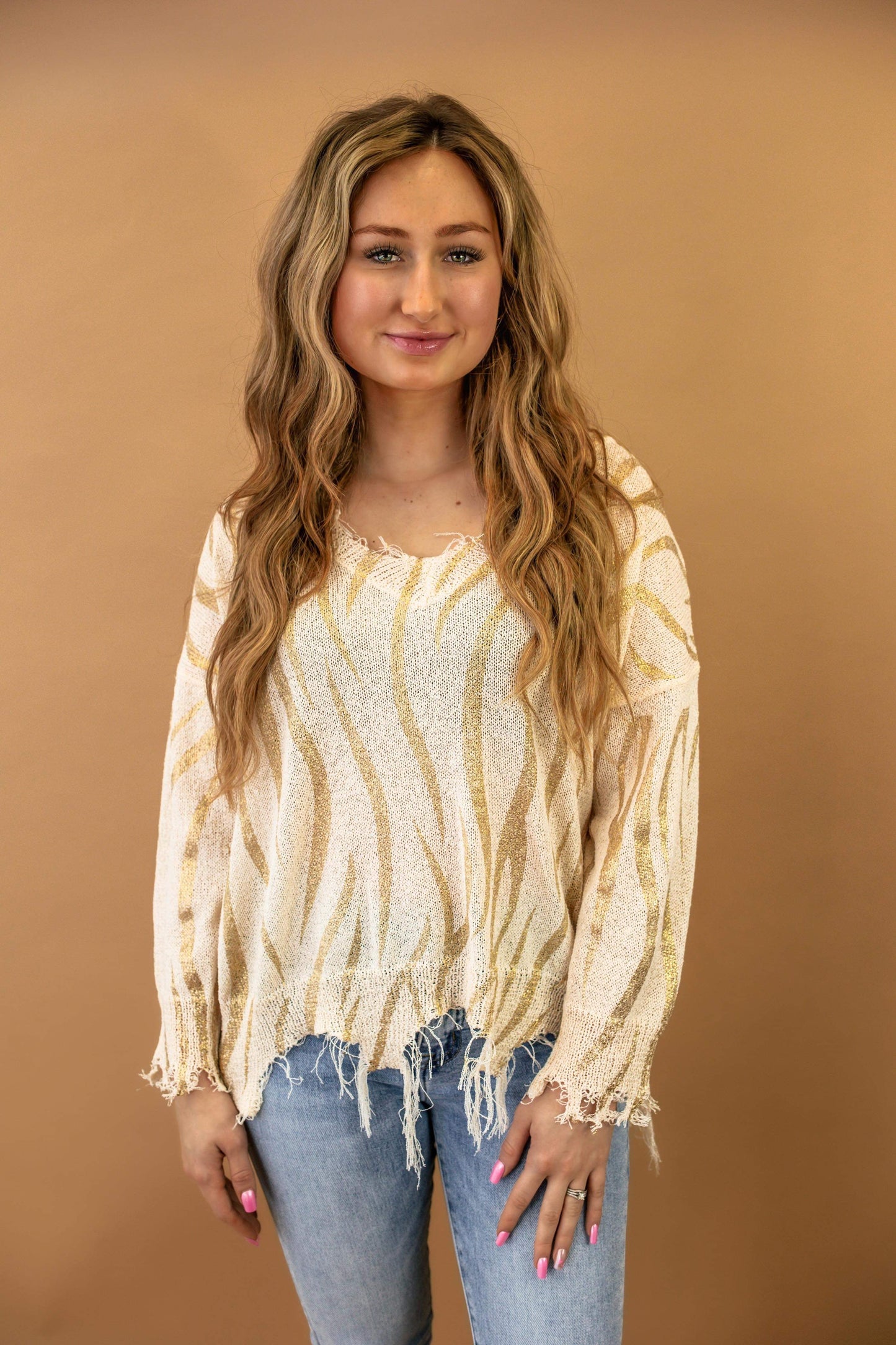Diana Distressed Long Sleeve Top