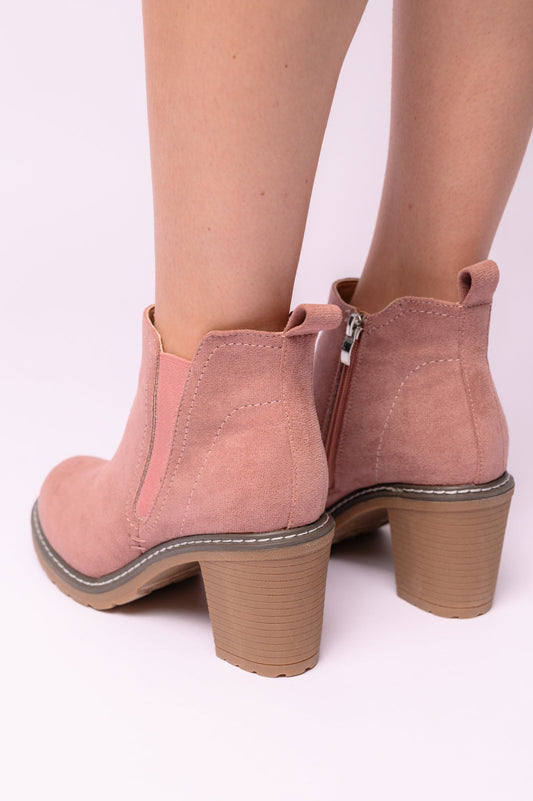 Bite Me Booties | Blush Faux Suede