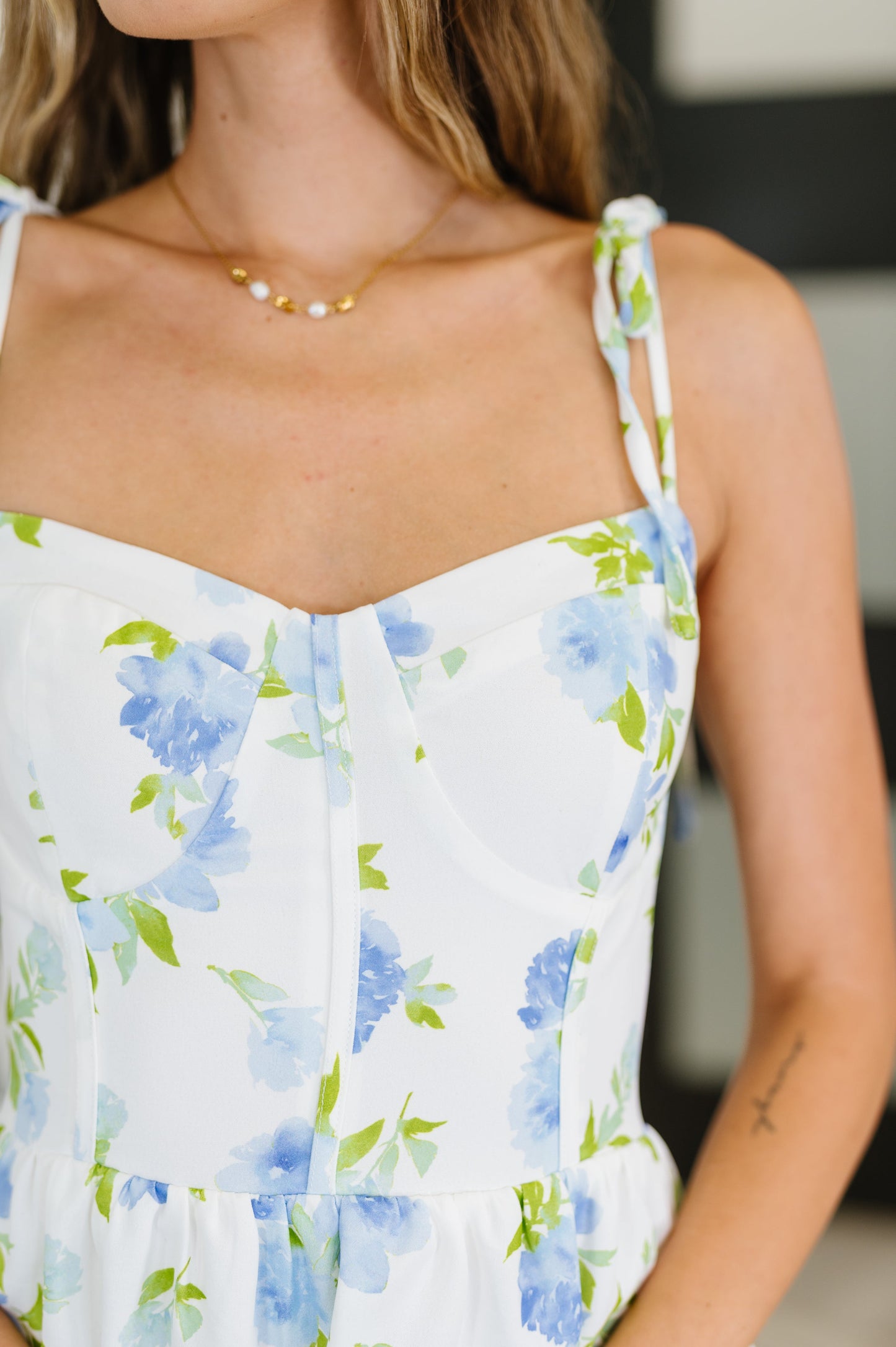 Bloomie Baby Tiered Dress | Ivory/Blue