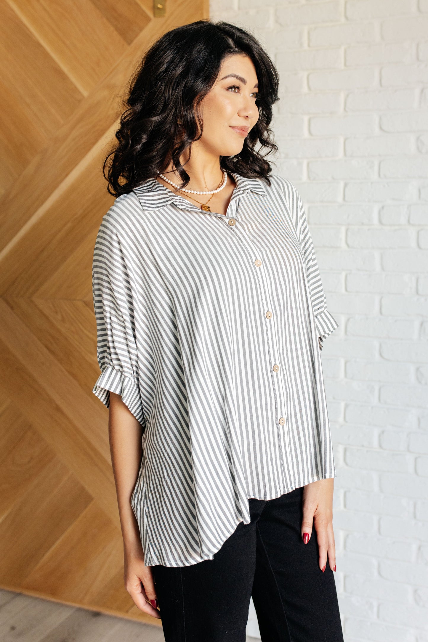 Boxy Striped Top | Black