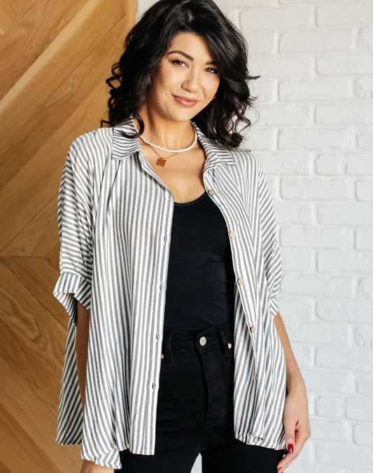 Boxy Striped Top | Black