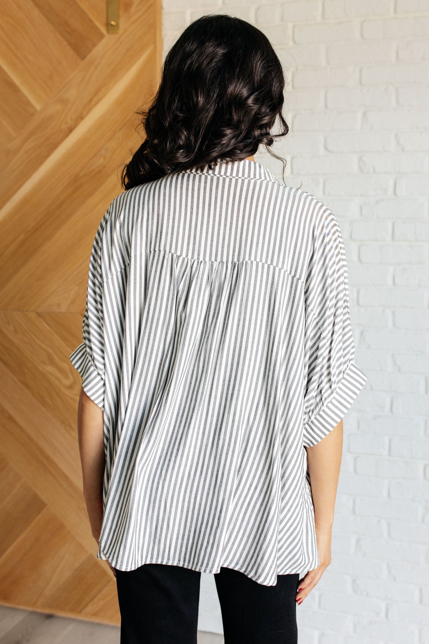 Boxy Striped Top | Black