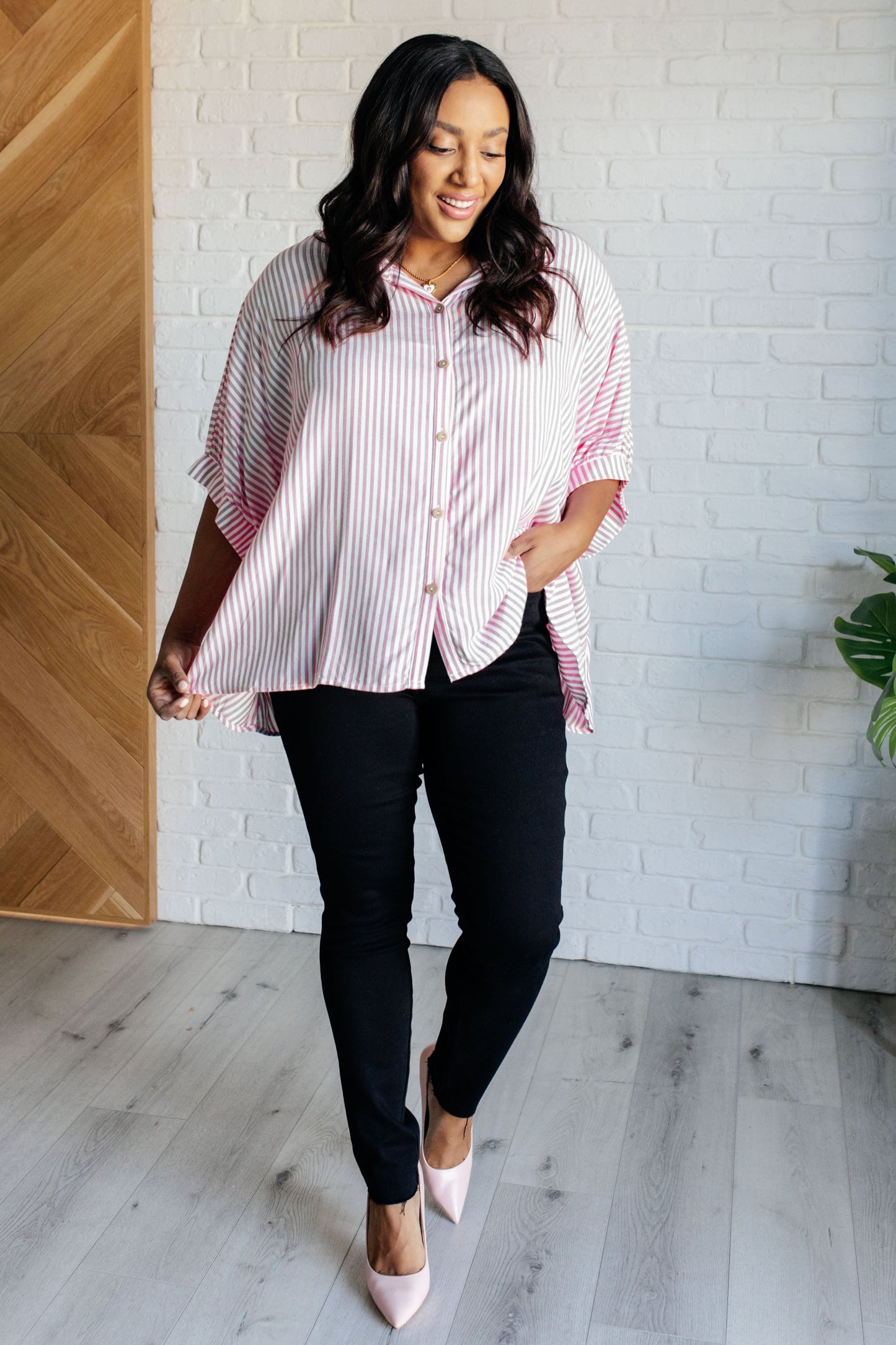 Boxy Striped Top | Hot Pink