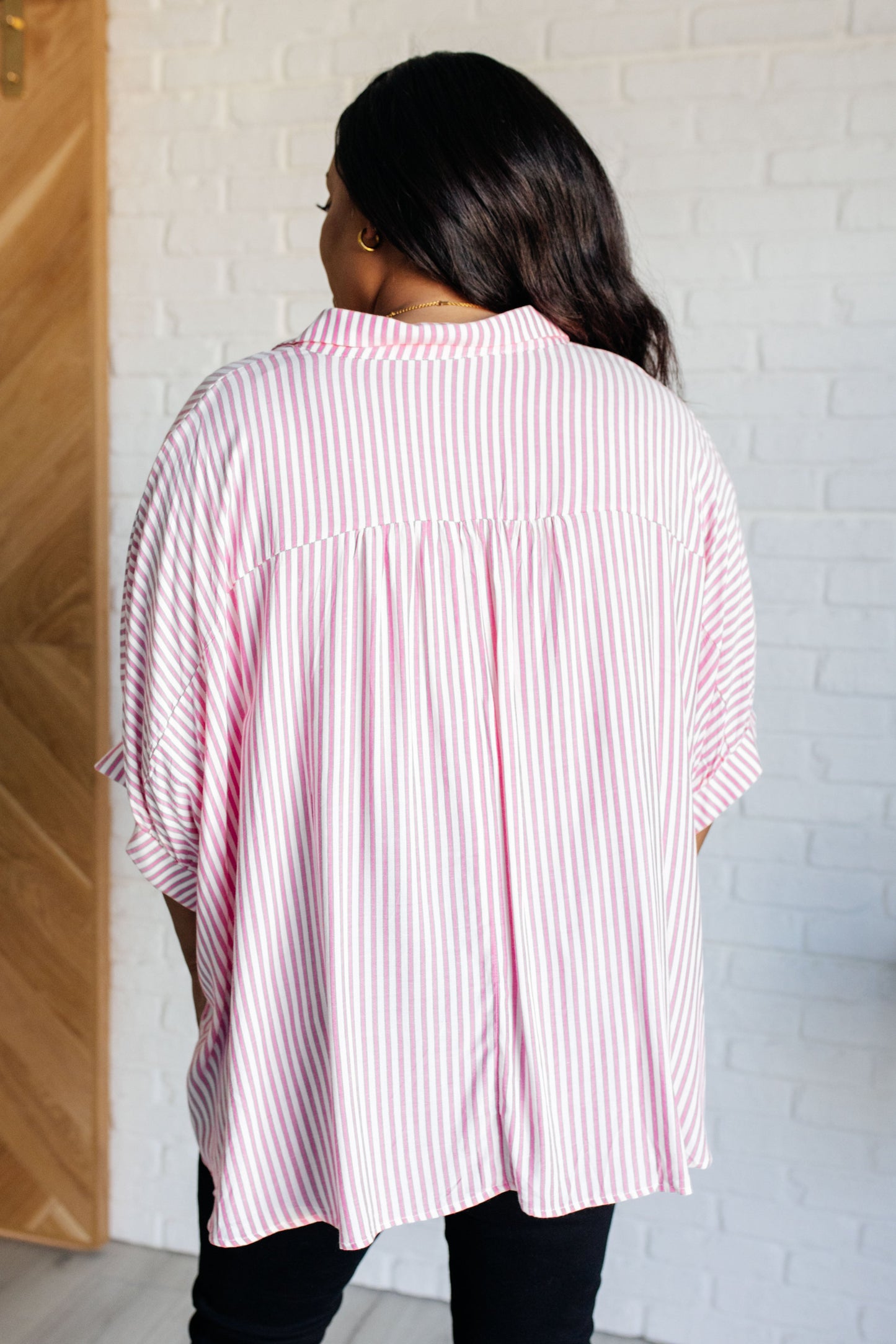 Boxy Striped Top | Hot Pink