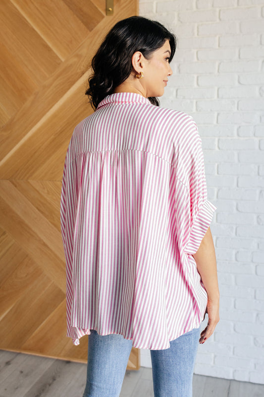 Boxy Striped Top | Hot Pink