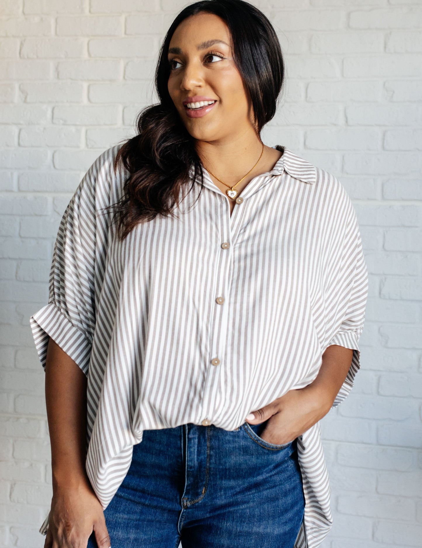 Boxy Striped Top | Mocha