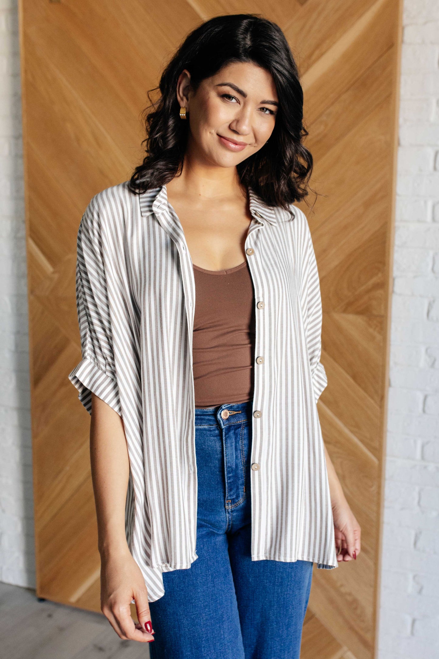 Boxy Striped Top | Mocha