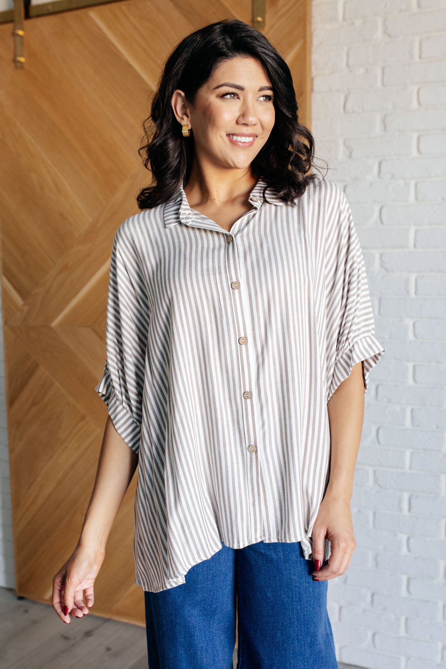 Boxy Striped Top | Mocha