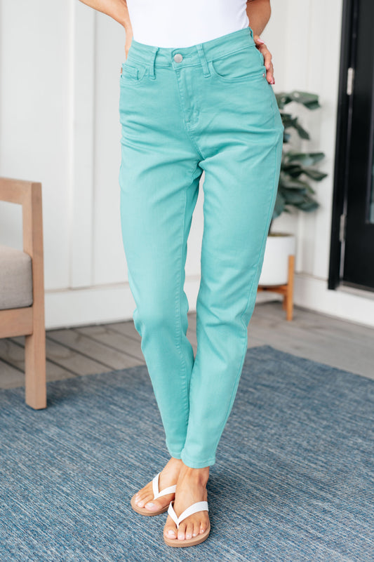 Bridgette High-Rise Garment Dyed Slim Jeans | Aquamarine | Judy Blue