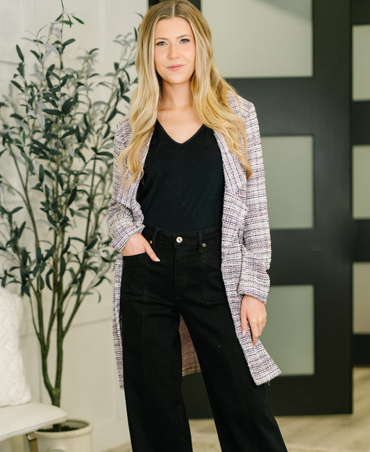 Brixton Tweed Midi Blazer | Lavender Ivory