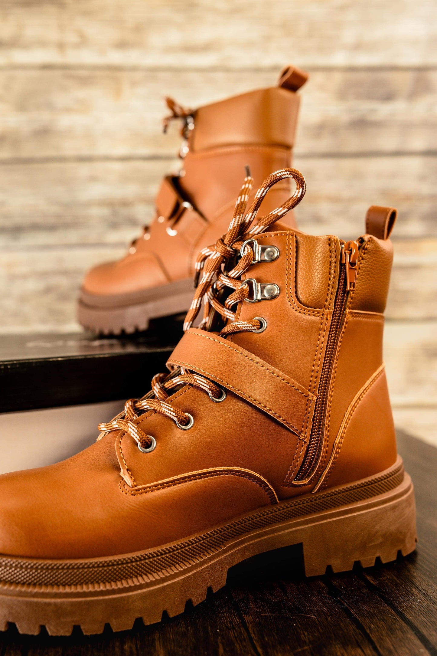 Pat Lace Up Booties | Camel