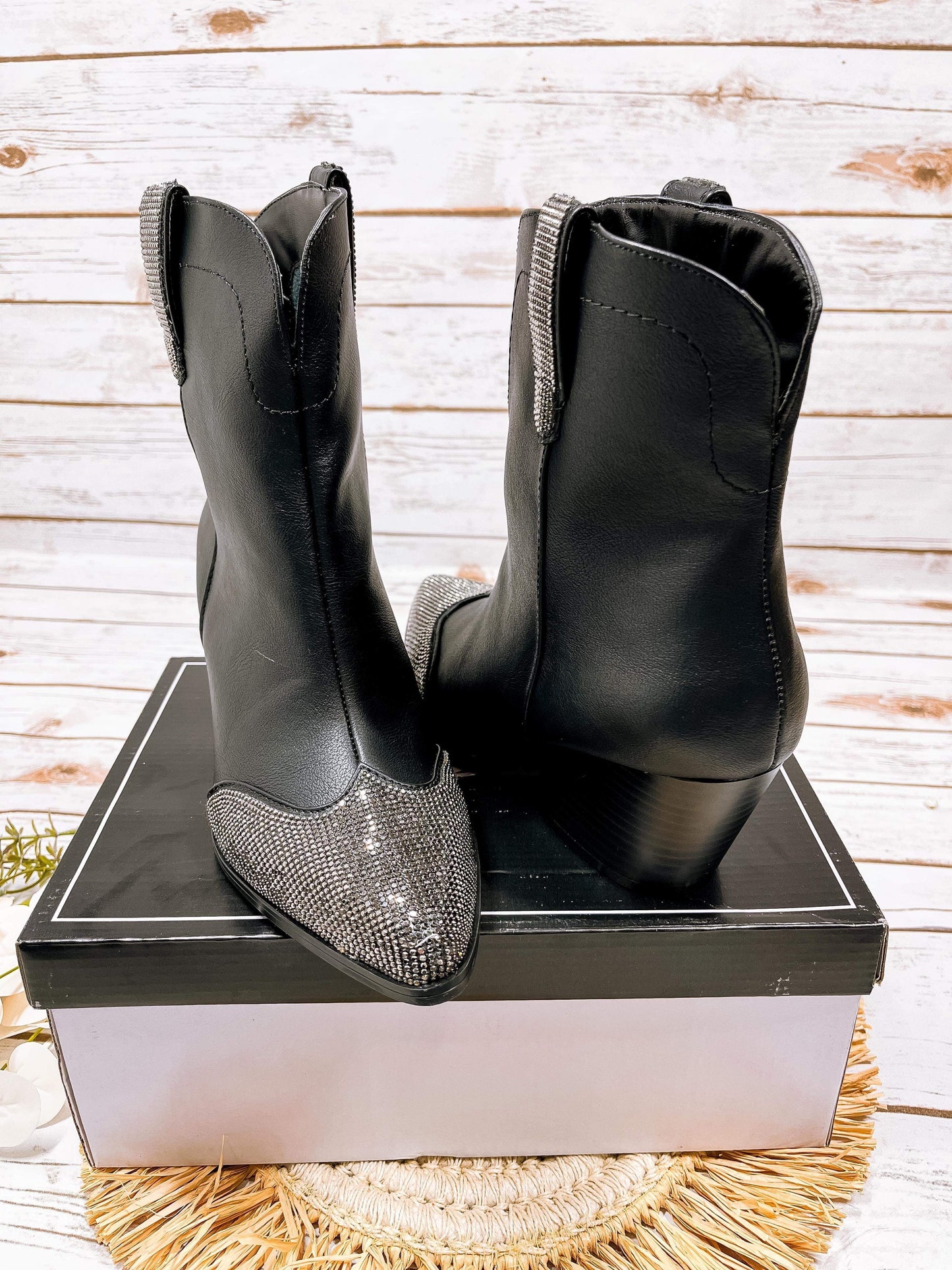 Rhonda Rhinestoone Boots | Black