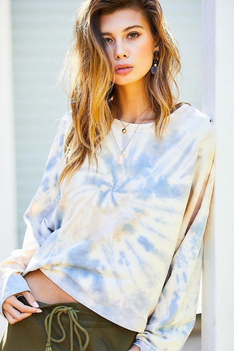 Ariana Oversize Crop Tie Dye French Terry Pullover