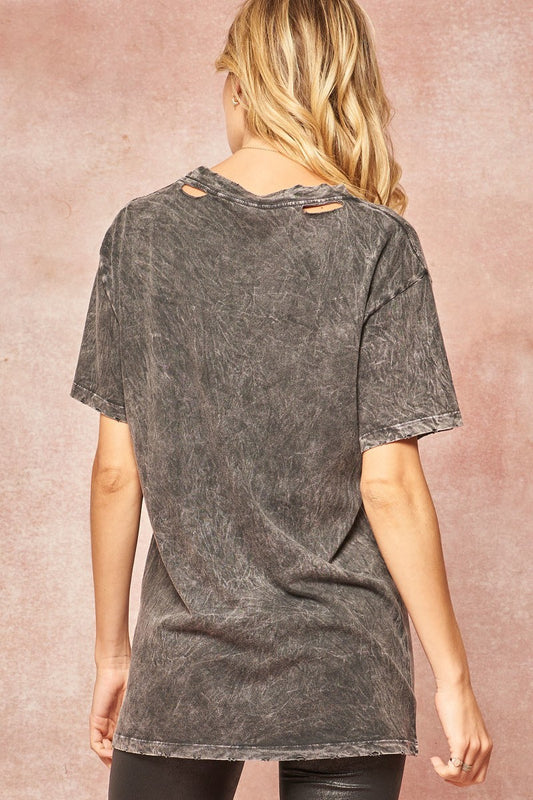 Mineral Washed Distressed Graphic Tee