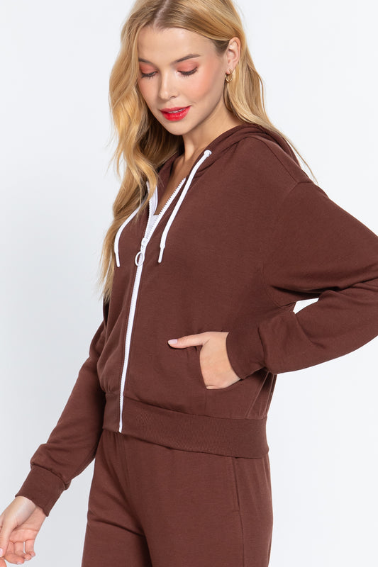 Fleece French Terry Jacket | Chocolate