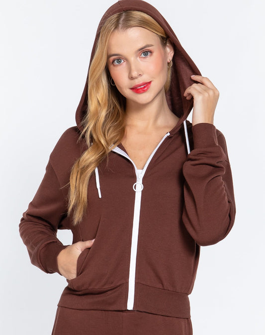 Fleece French Terry Jacket | Chocolate