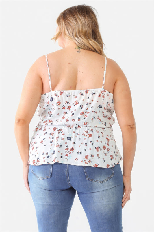 Floral Sleeveless Wrap Top | Curvy