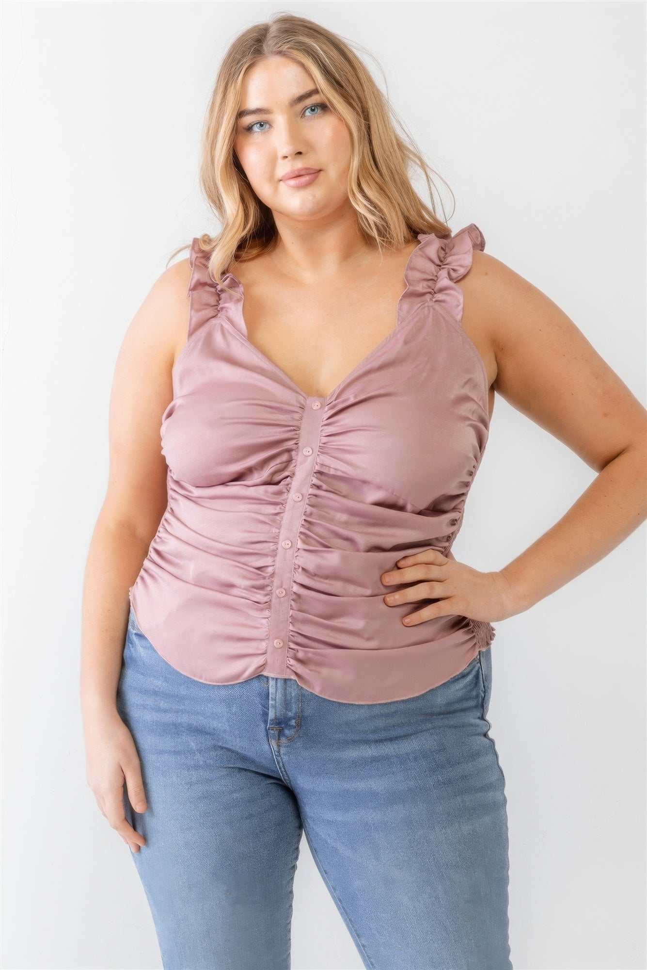 Brielle Ruffle Smocked Tank Top | Curvy