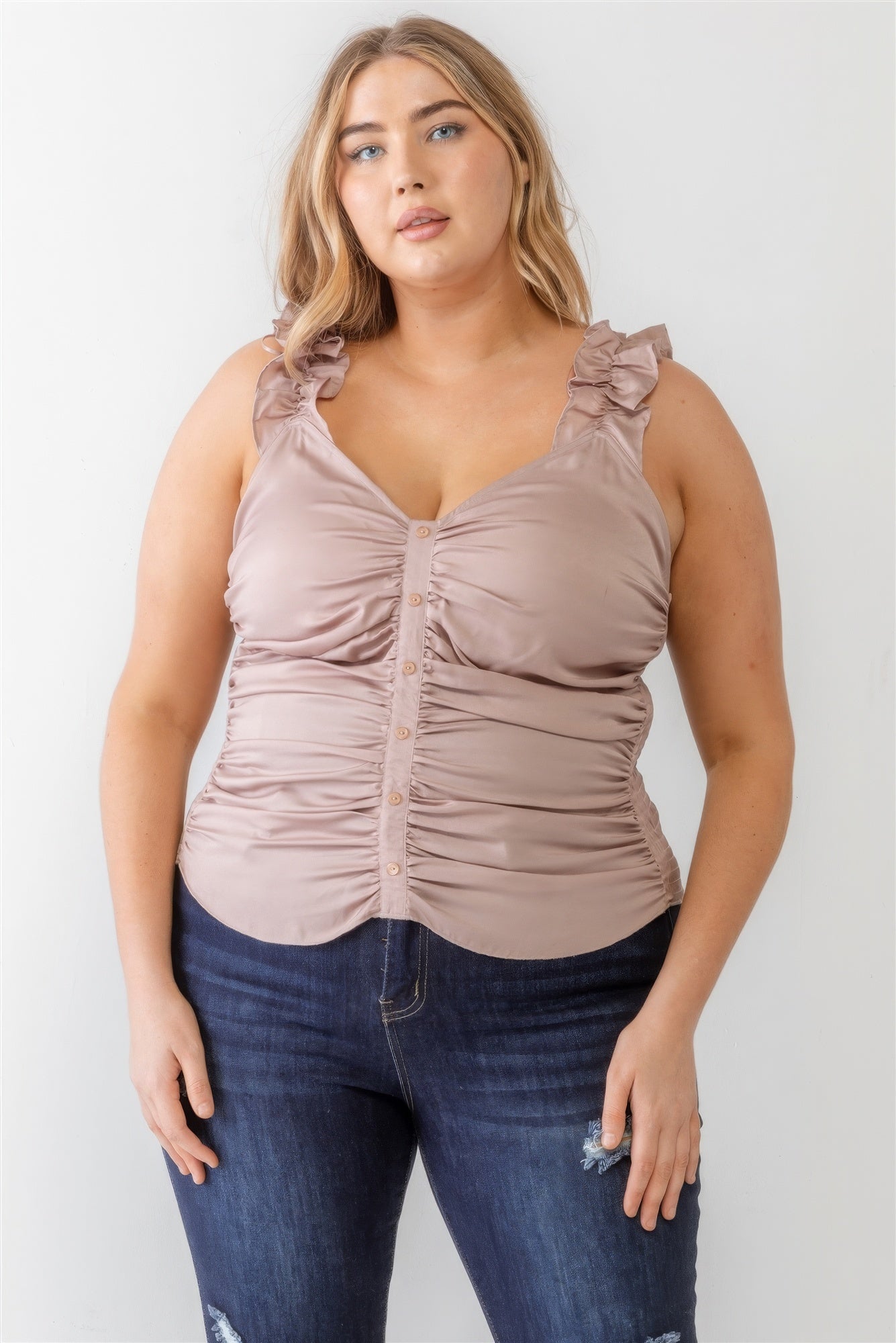 Brielle Ruffle Smocked Tank Top | Curvy