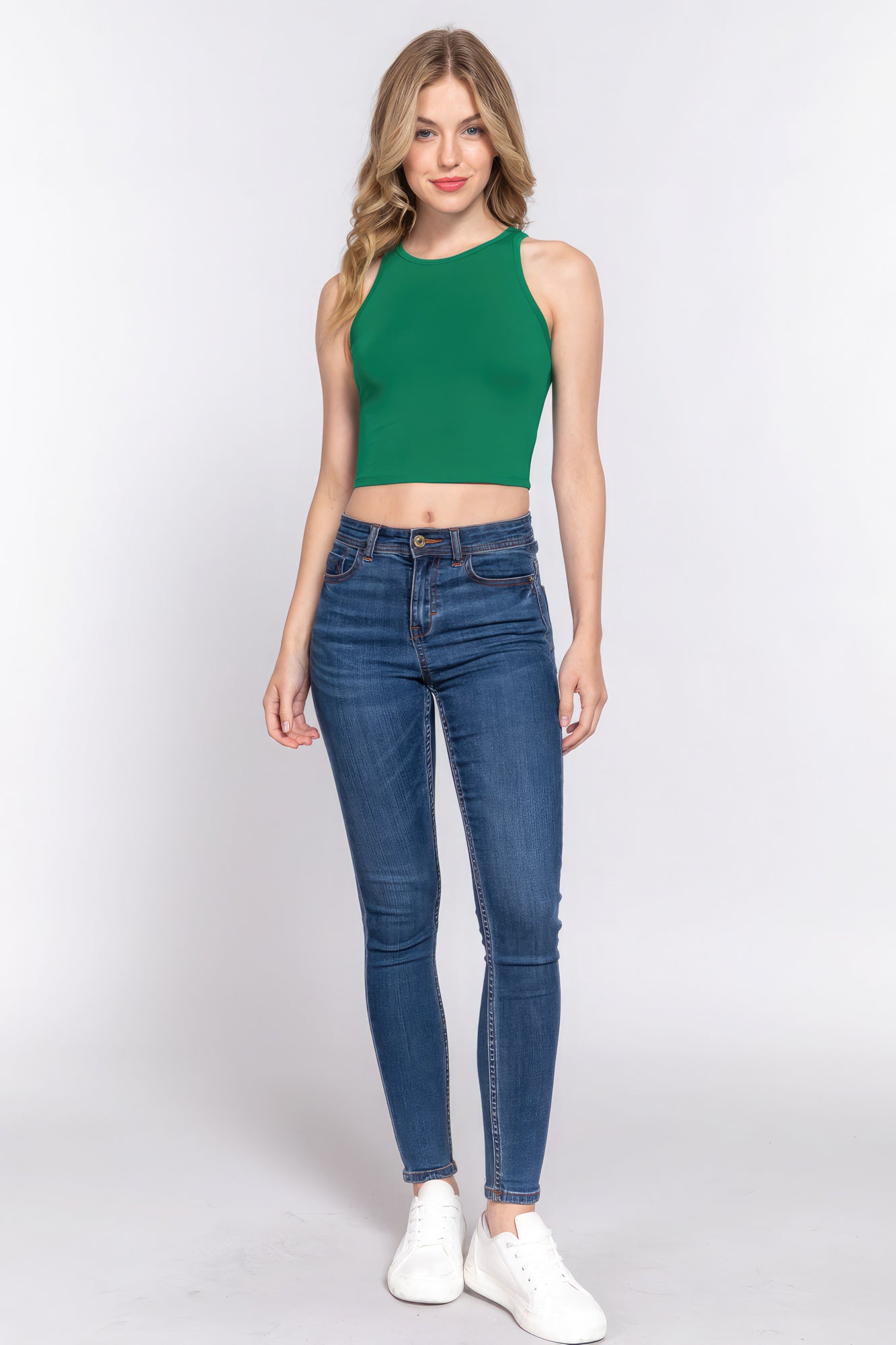 Lucia Halter Crop Top | Deep Green