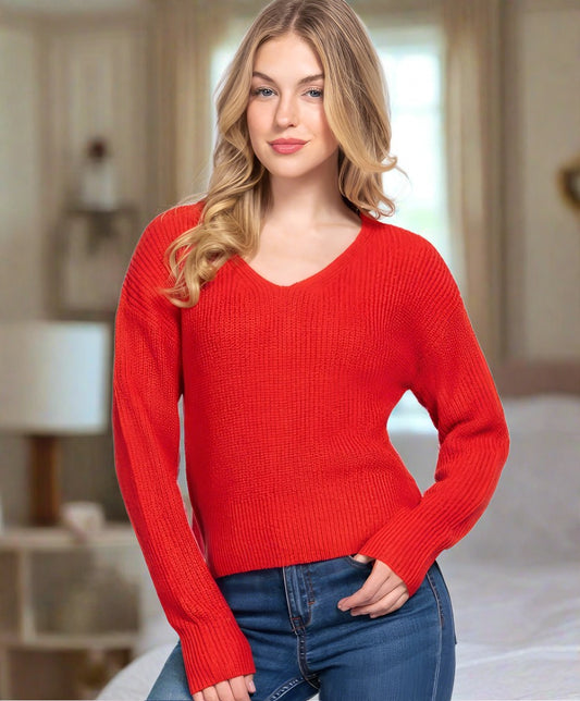 Reagan Dolman Strappy Open Back Sweater | Ruby Red