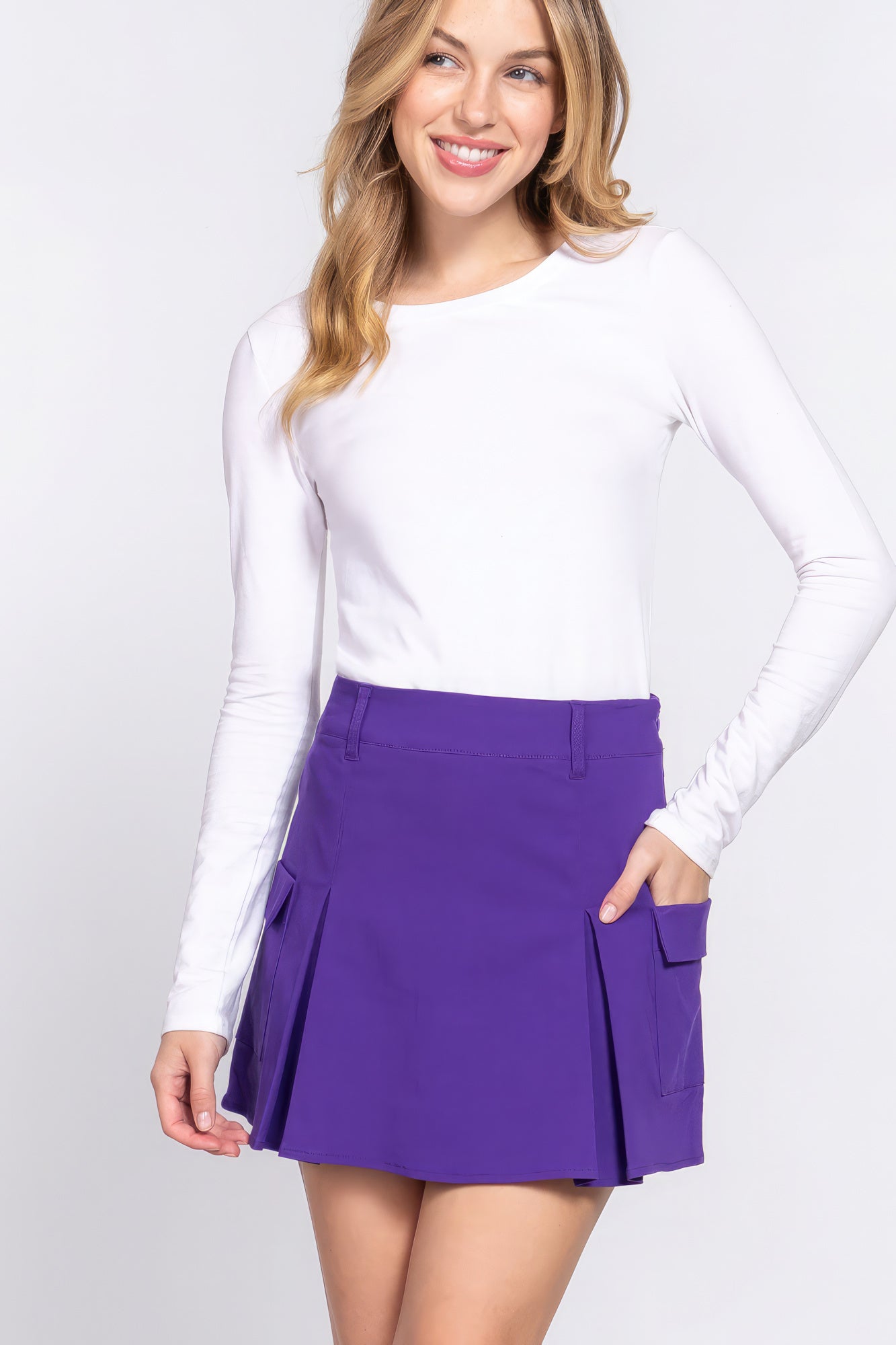 Sienna Stretch Cargo Mini Skirt | Purple