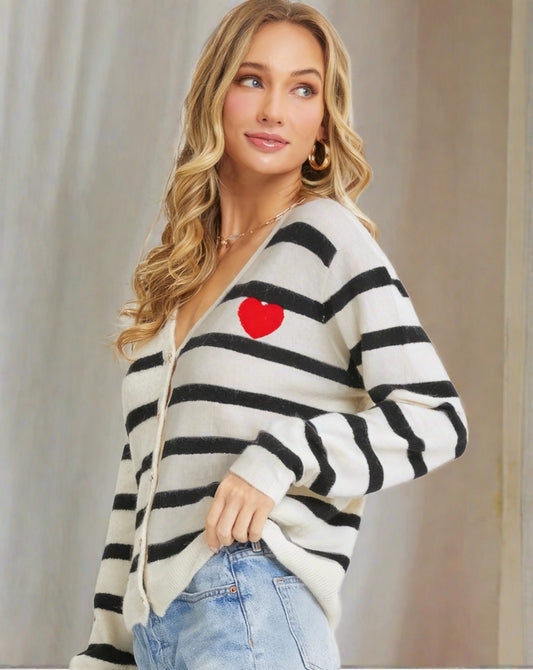 Heartfelt Harmony Striped Cardigan