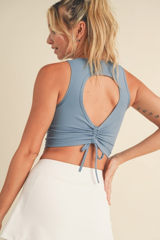 Summer Corset Cropped Tank Top | Denim Blue