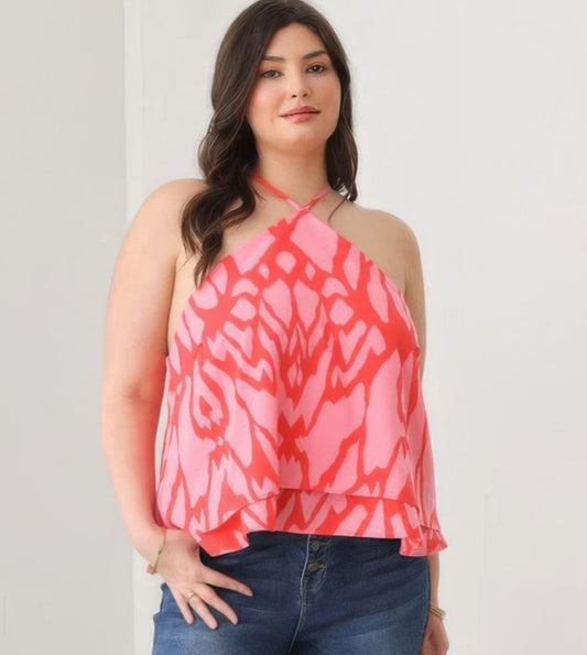 Georgia Halter Ruffle Top | Curvy