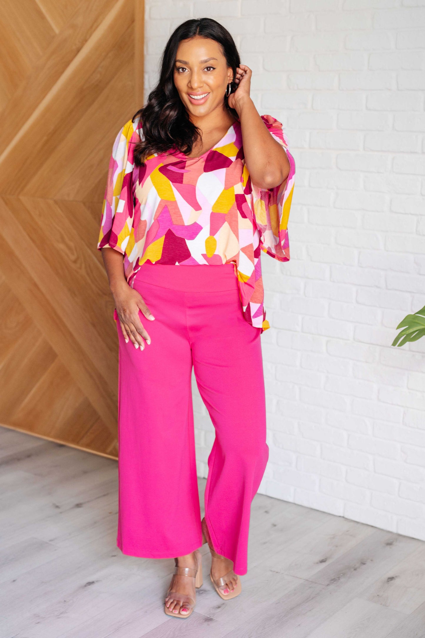 Magic Wide Leg Crop Pants | Hot Pink