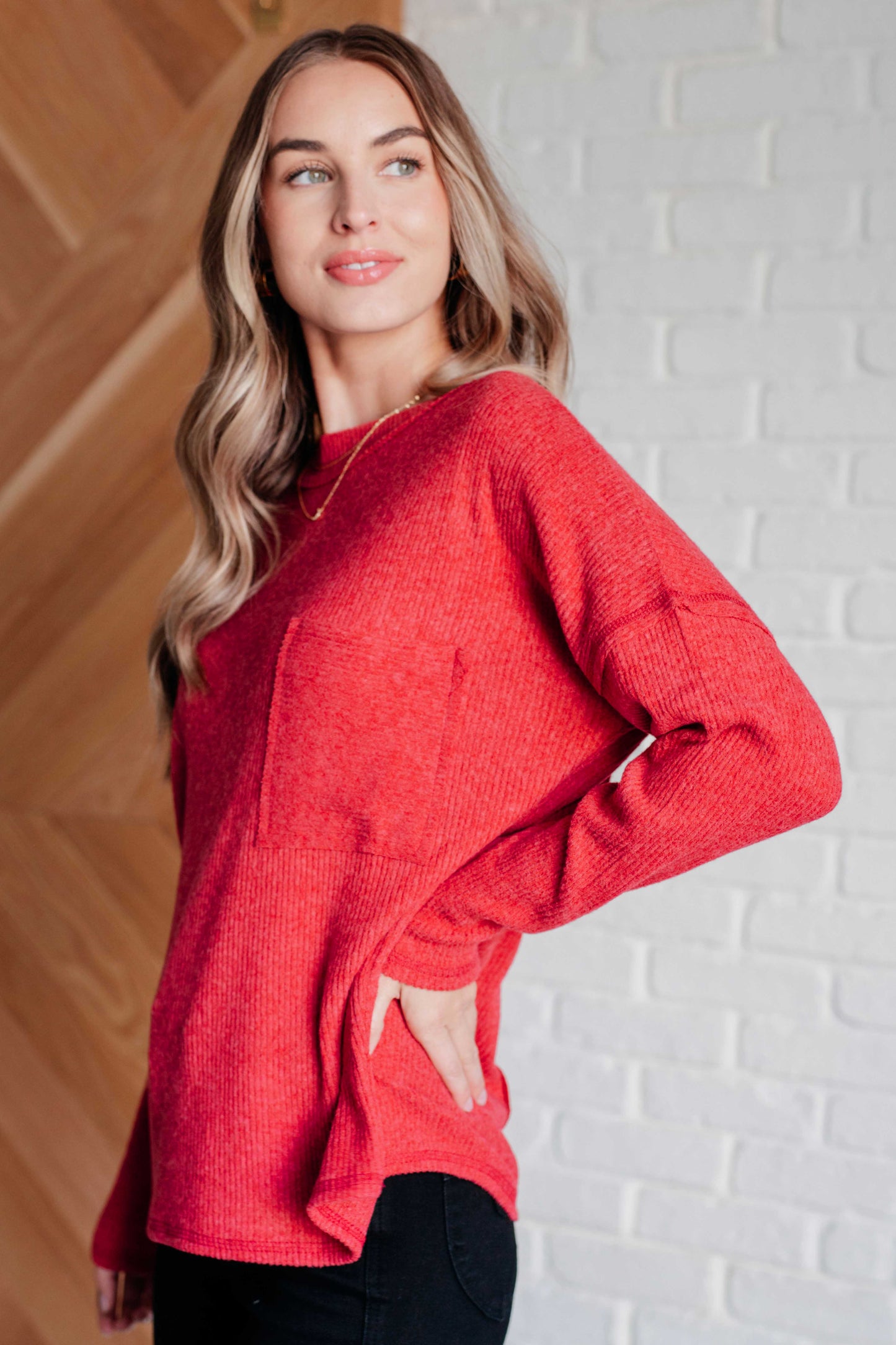 Casual Tuesday Ribbed Knit Sweater | Dark Red